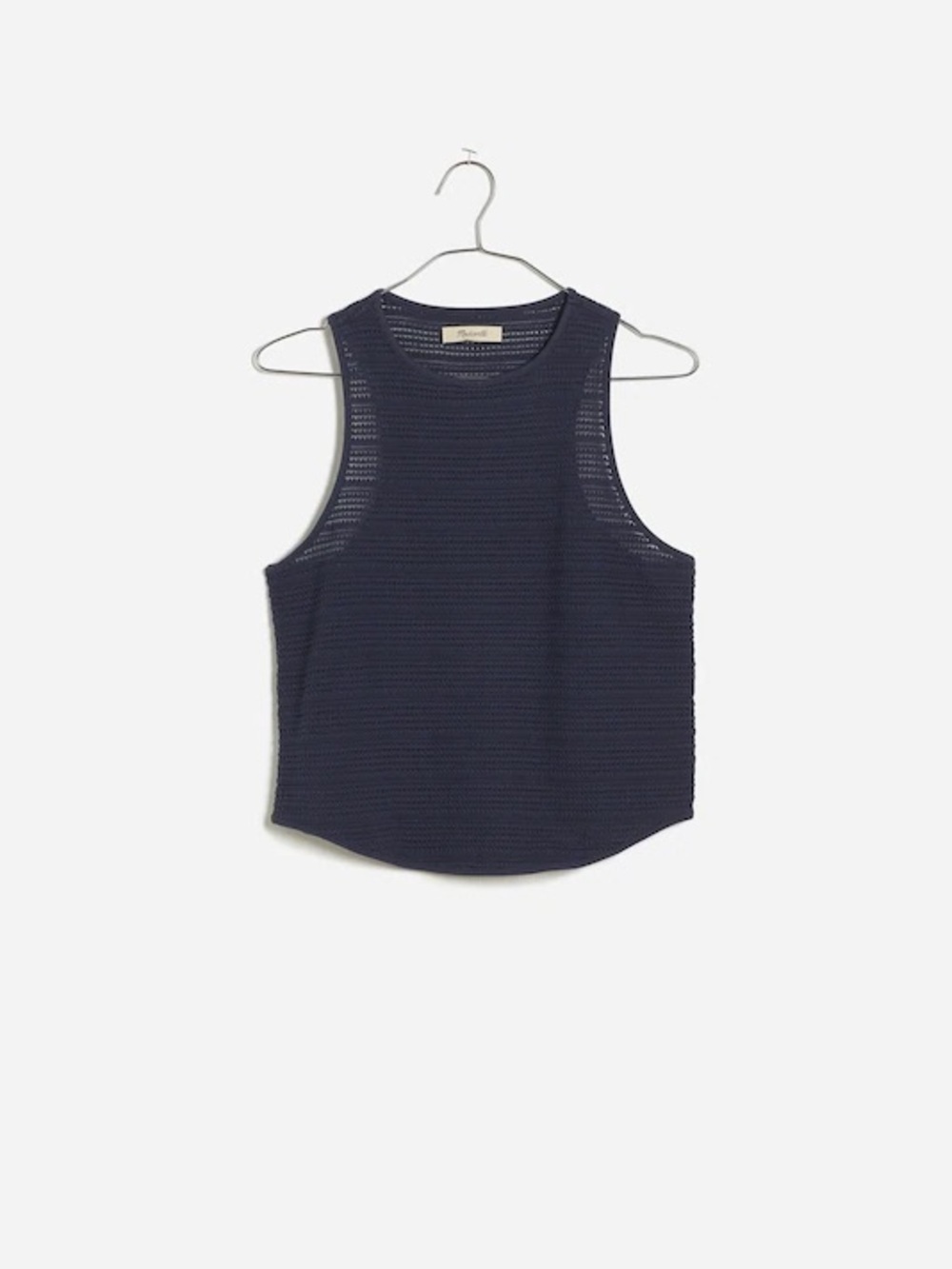 NWT Madewell Crochet-Knit Cutaway Tank Navy Ink Blue Size M